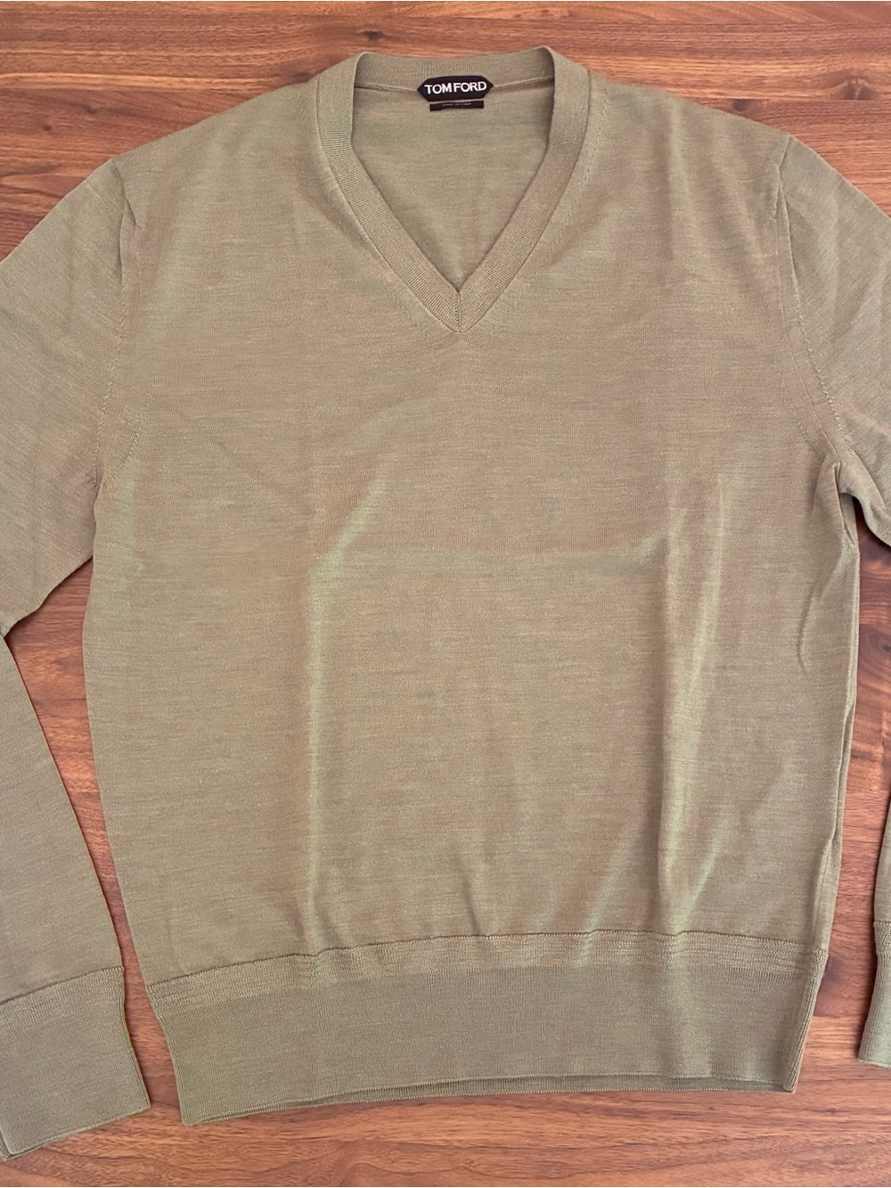 Tom Ford Olive Green V-Neck Sweater
